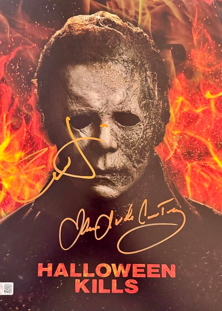 James Jude Courtney & Jamie Lee Curtis 11x17 Photo (Halloween) - Beckett COA